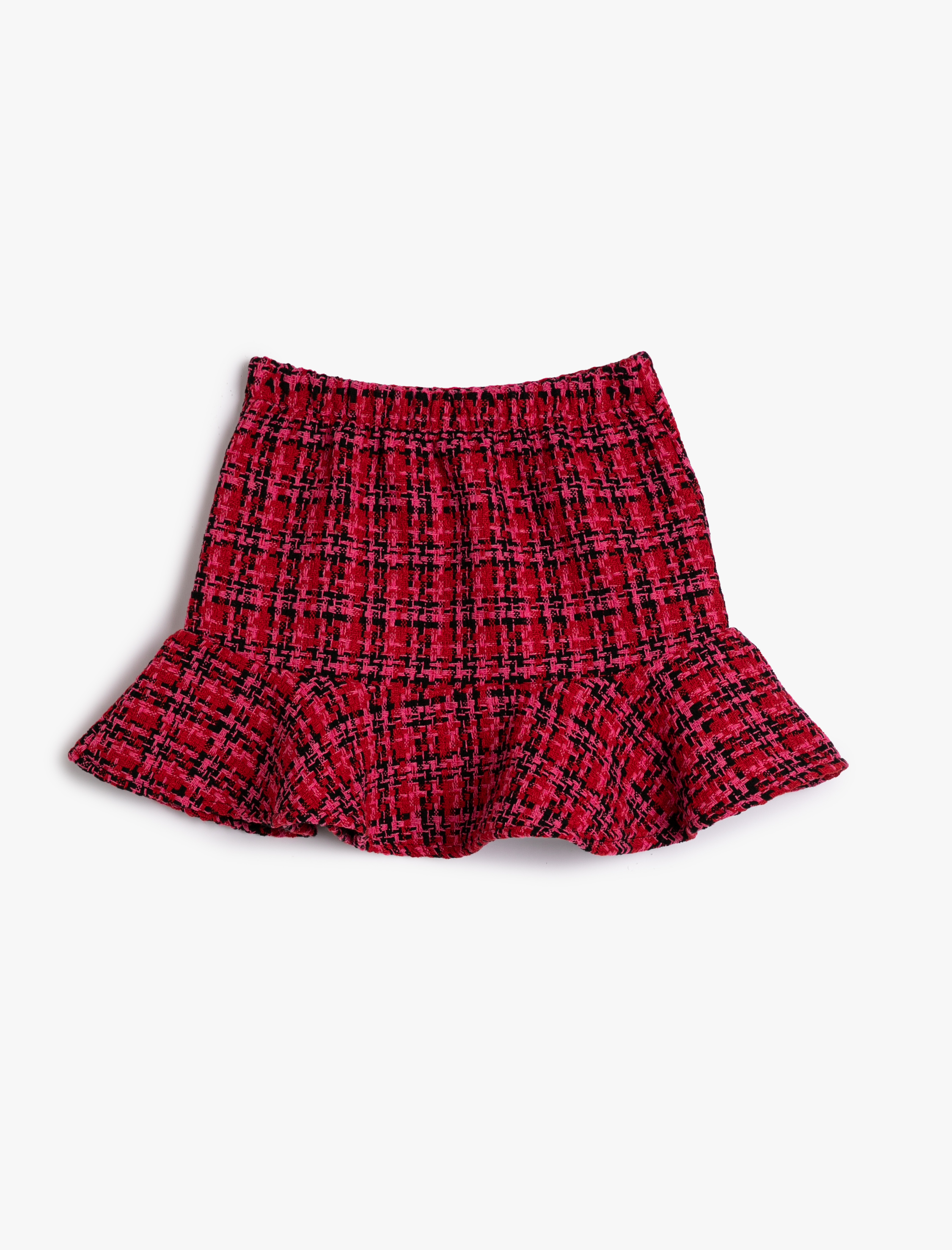  Kız Çocuk Tüvit Mini Etek Volümlü Beli Lastikli