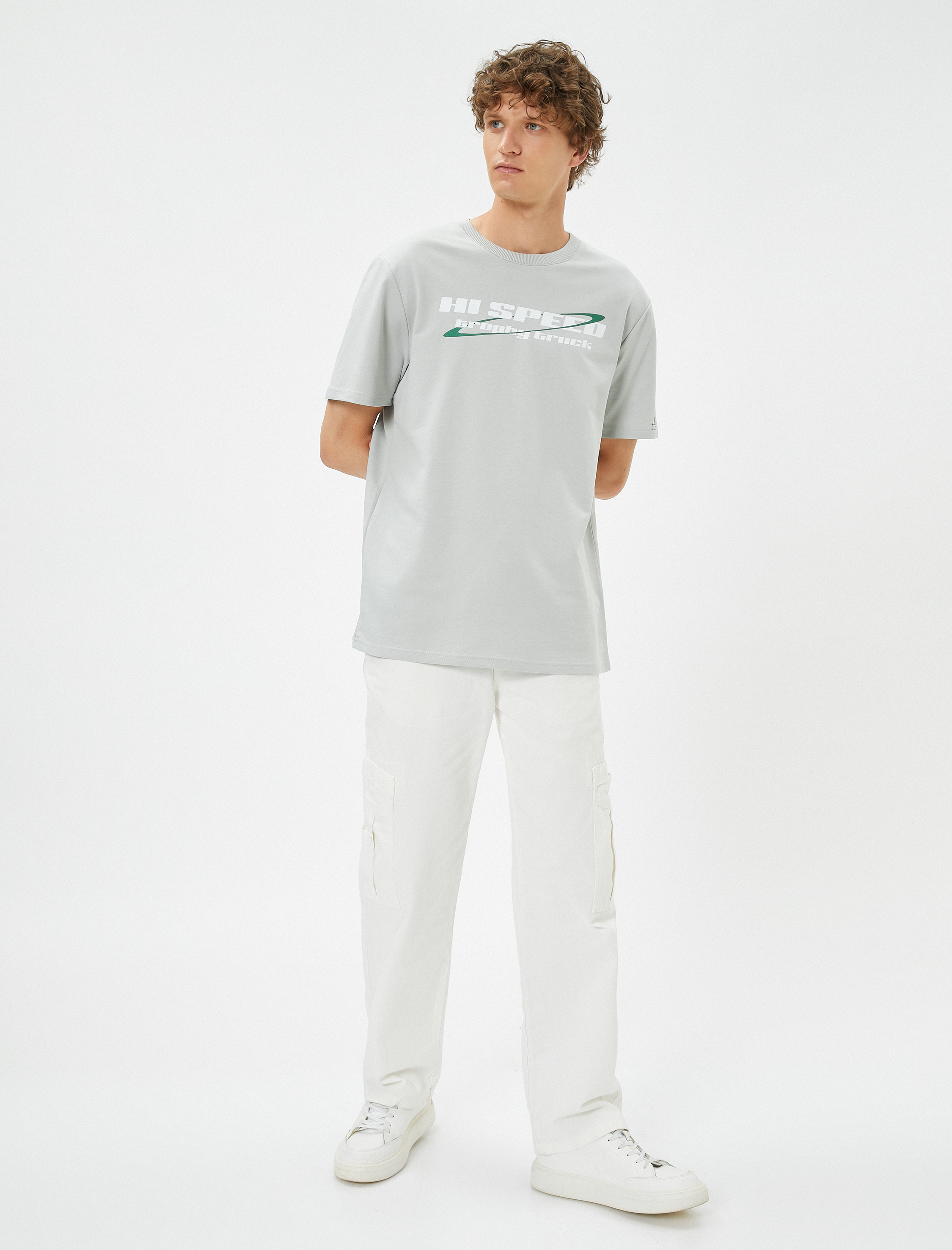   Baskılı Tişört Yarış Temalı Bisiklet Yaka Kısa Kollu Pamuklu