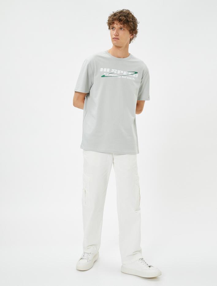  Baskılı Tişört Yarış Temalı Bisiklet Yaka Kısa Kollu Pamuklu