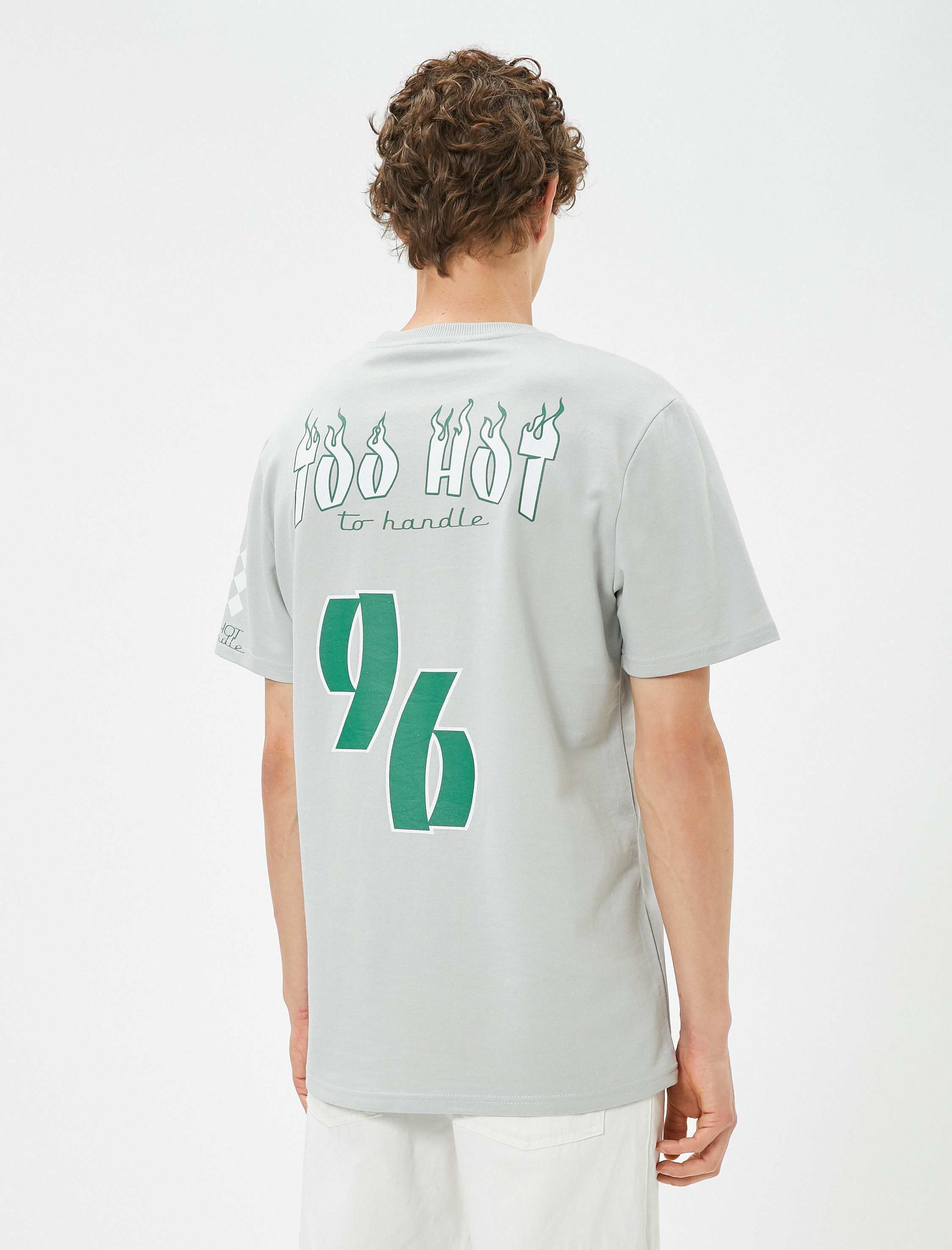   Baskılı Tişört Yarış Temalı Bisiklet Yaka Kısa Kollu Pamuklu