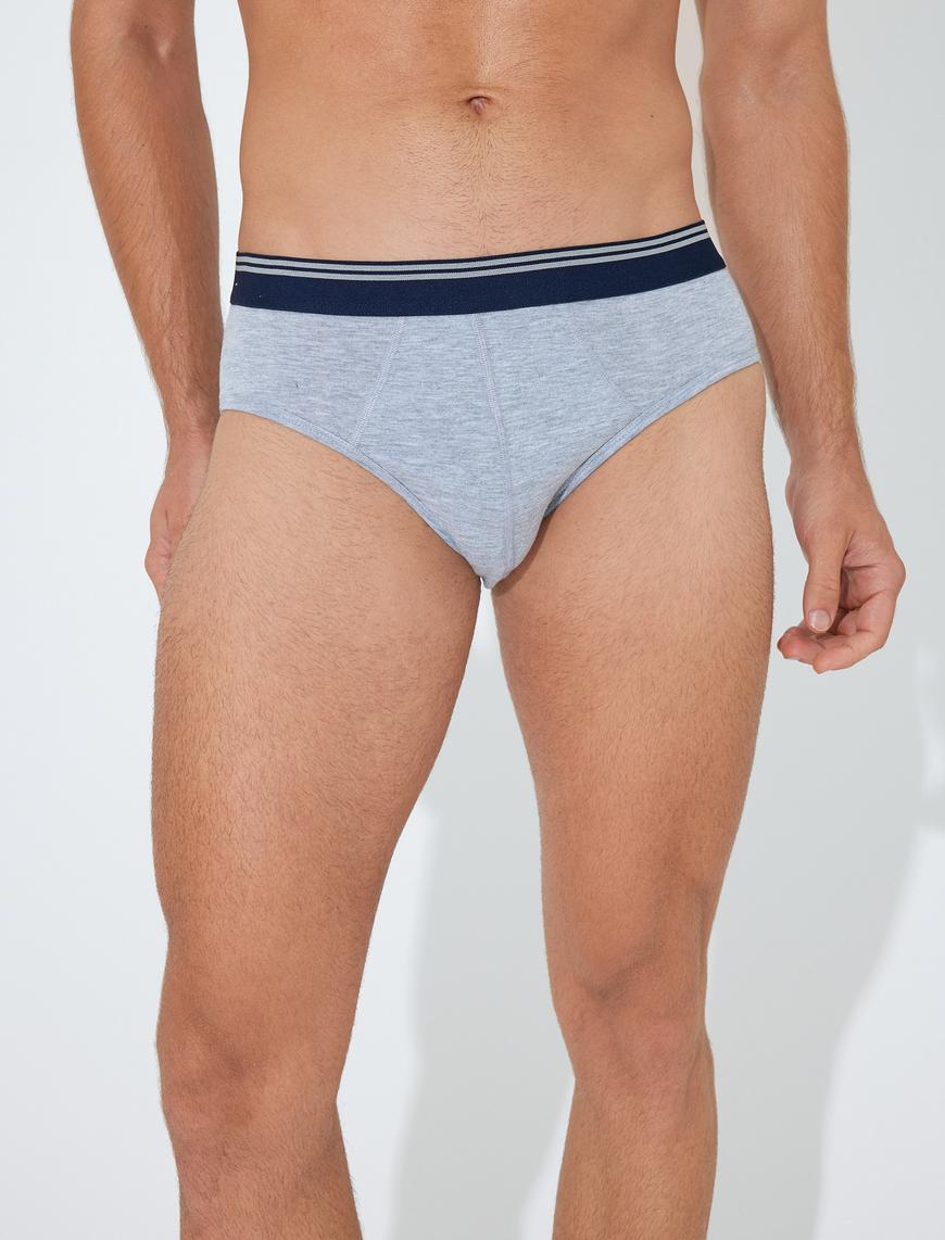   Pamuklu Şerit Detaylı 3'lü Slip Boxer Seti