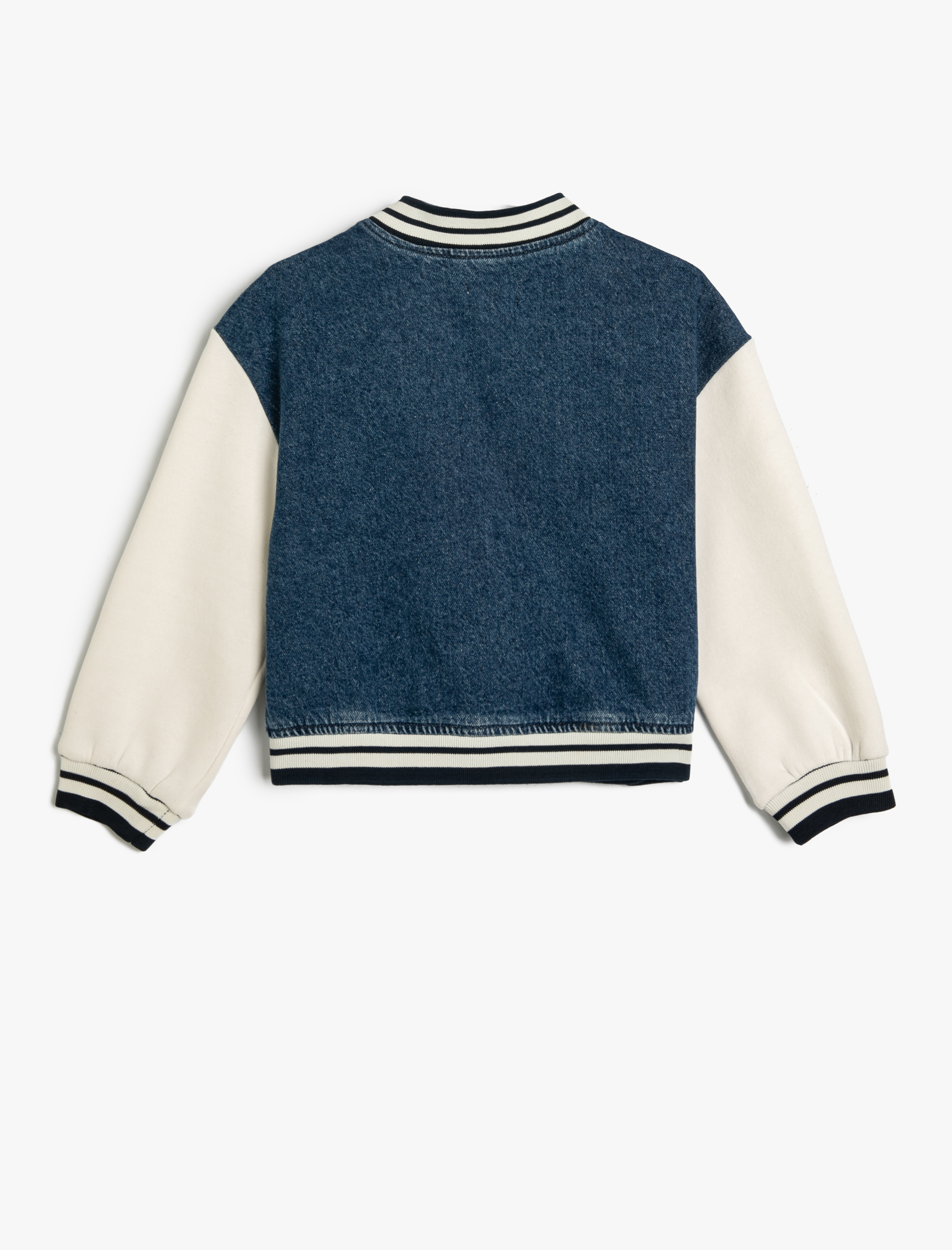  Kız Çocuk Bomber Ceket Aplike Detaylı Yuvarlak Yaka