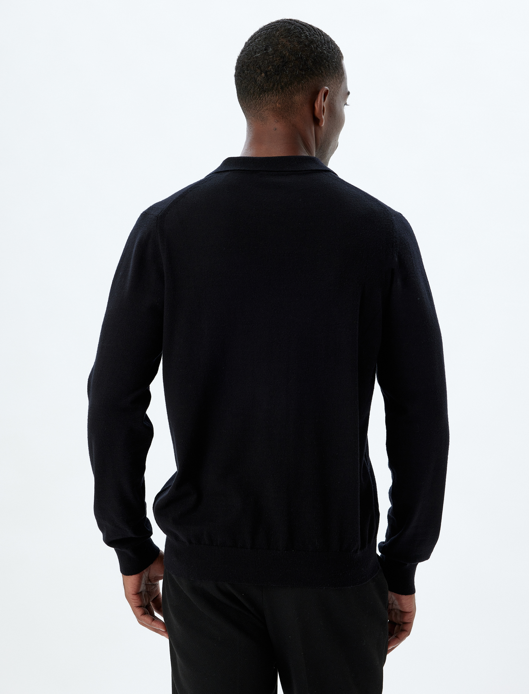   Polo Yaka Kazak Triko Basic Uzun Kollu Düğmeli