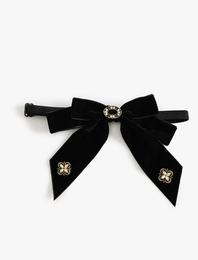 Kadife Fiyonk Choker Kolye Taşlı