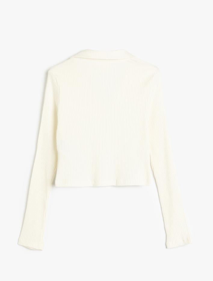 Kız Çocuk Basic Tişört Uzun Kollu Polo Yaka Fitilli