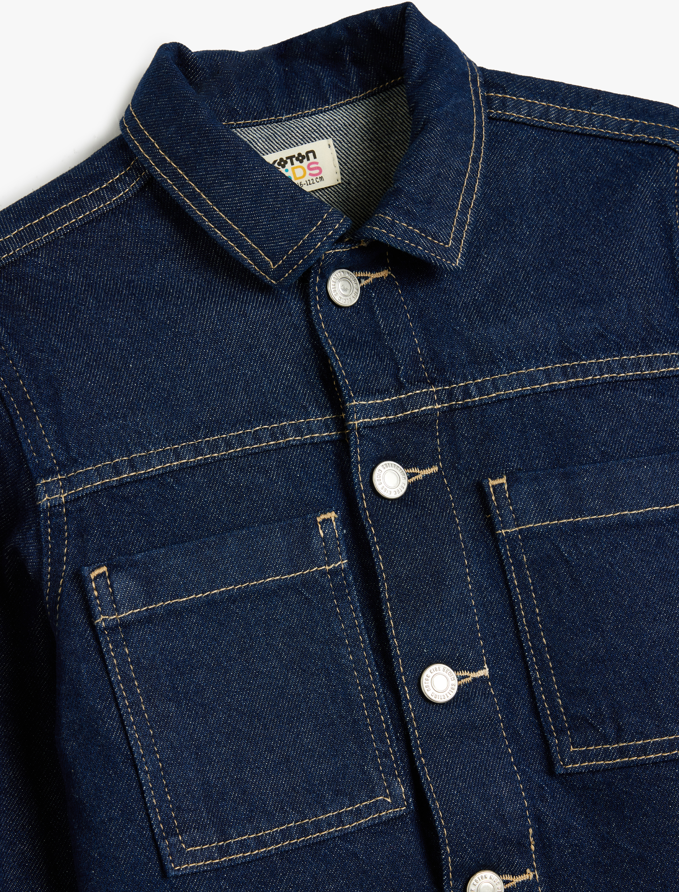 Erkek Çocuk Kot Ceket Cep Detaylı Uzun Kollu Pamuklu