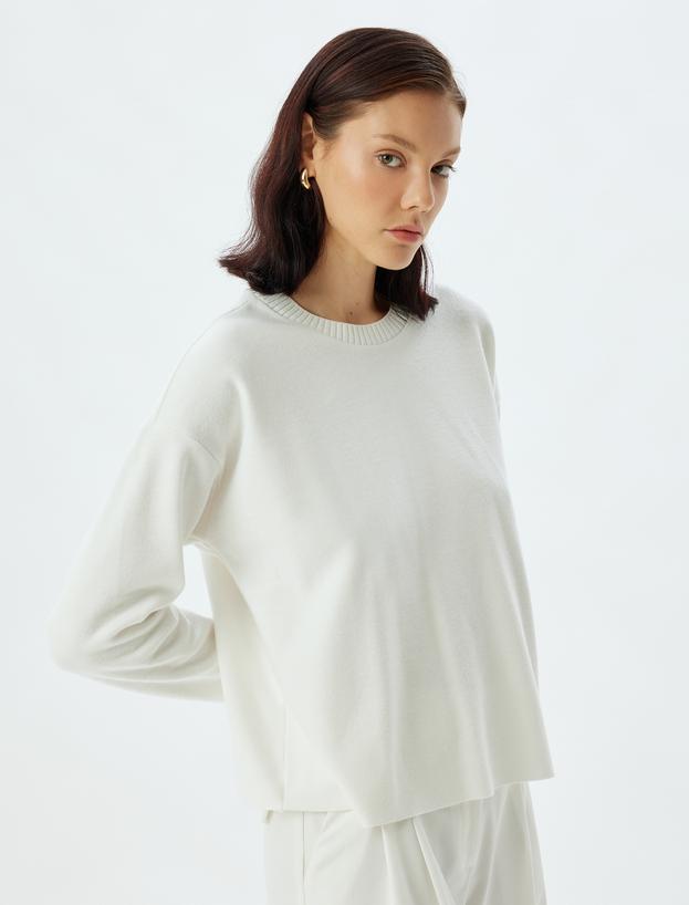 Basic Sweatshirt Bisiklet Yaka Uzun Kollu_2