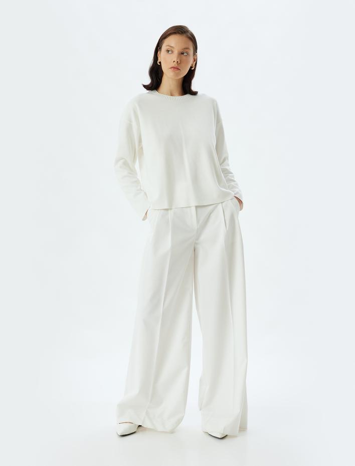  Bisiklet Yaka Uzun Kollu Basic Sweatshirt