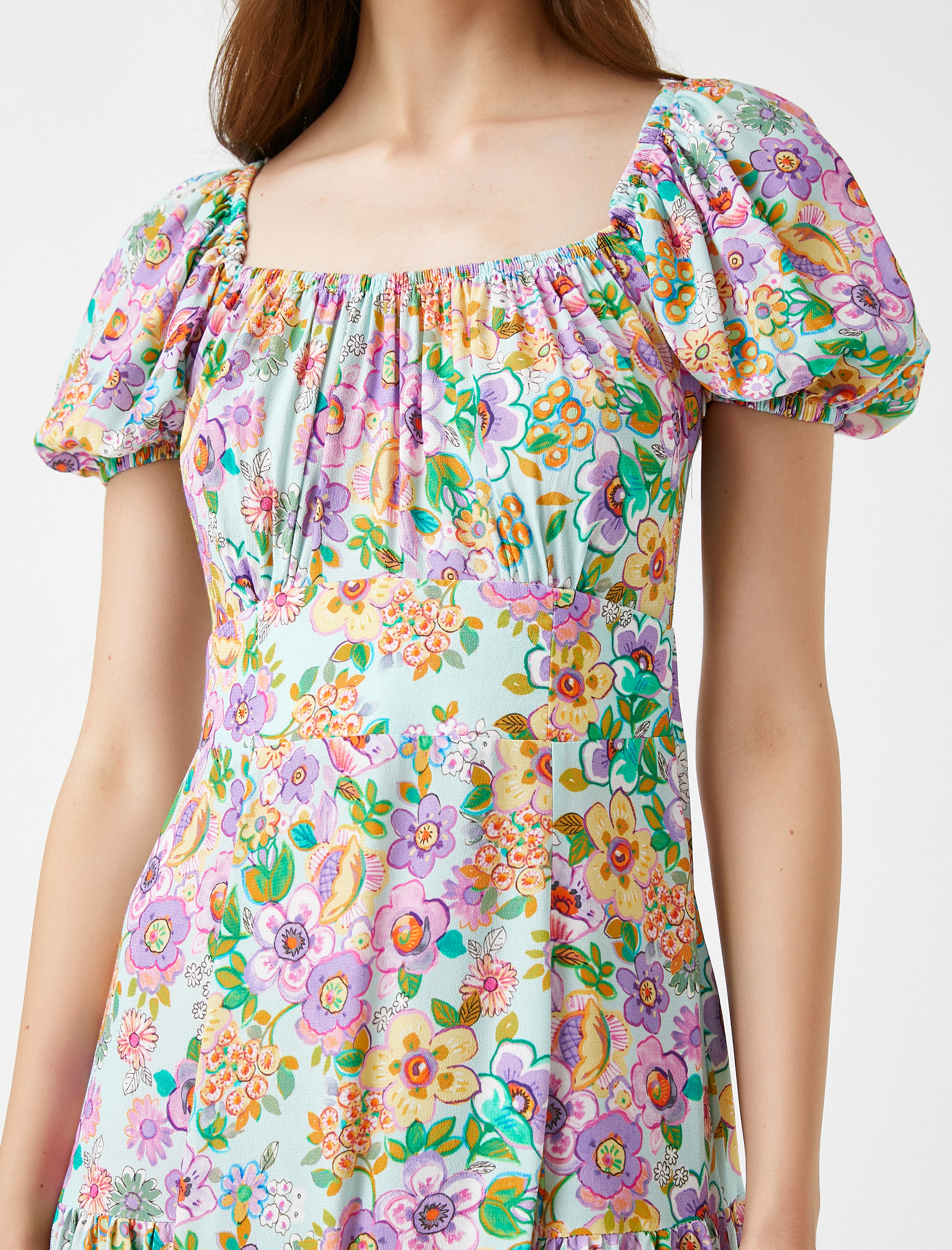   Çiçekli Yazlık Elbise Kısa Kollu