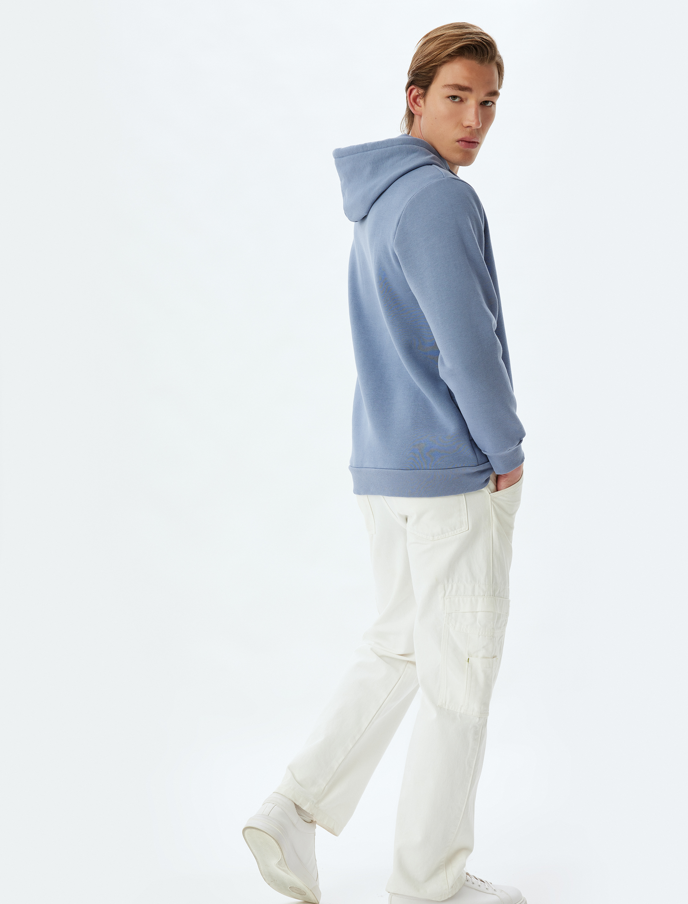   Şardonlu Pamuk Karışımlı Basic Kapşonlu Sweatshirt