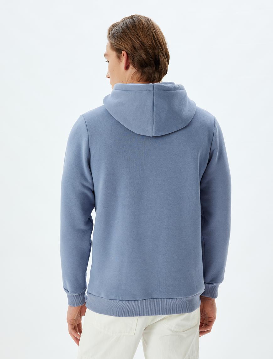   Şardonlu Pamuklu Basic Kapşonlu Sweatshirt