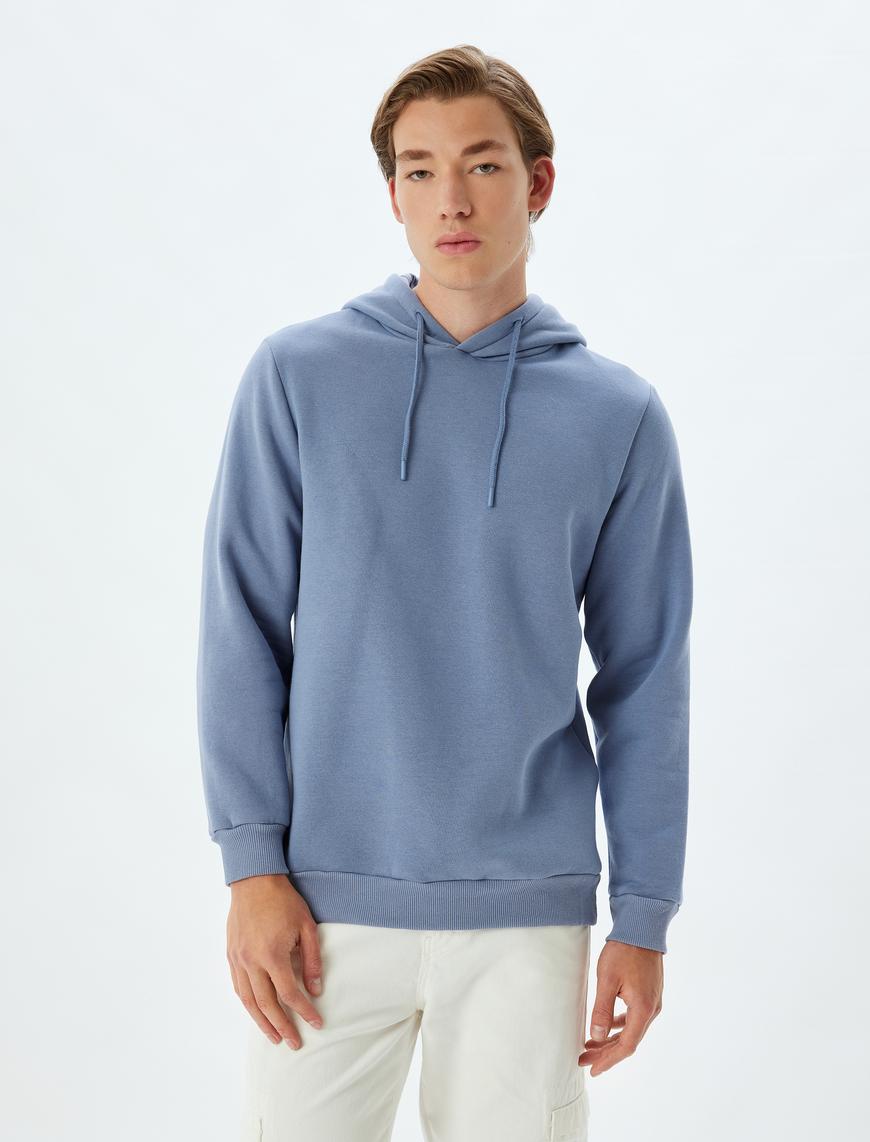   Şardonlu Pamuklu Basic Kapşonlu Sweatshirt