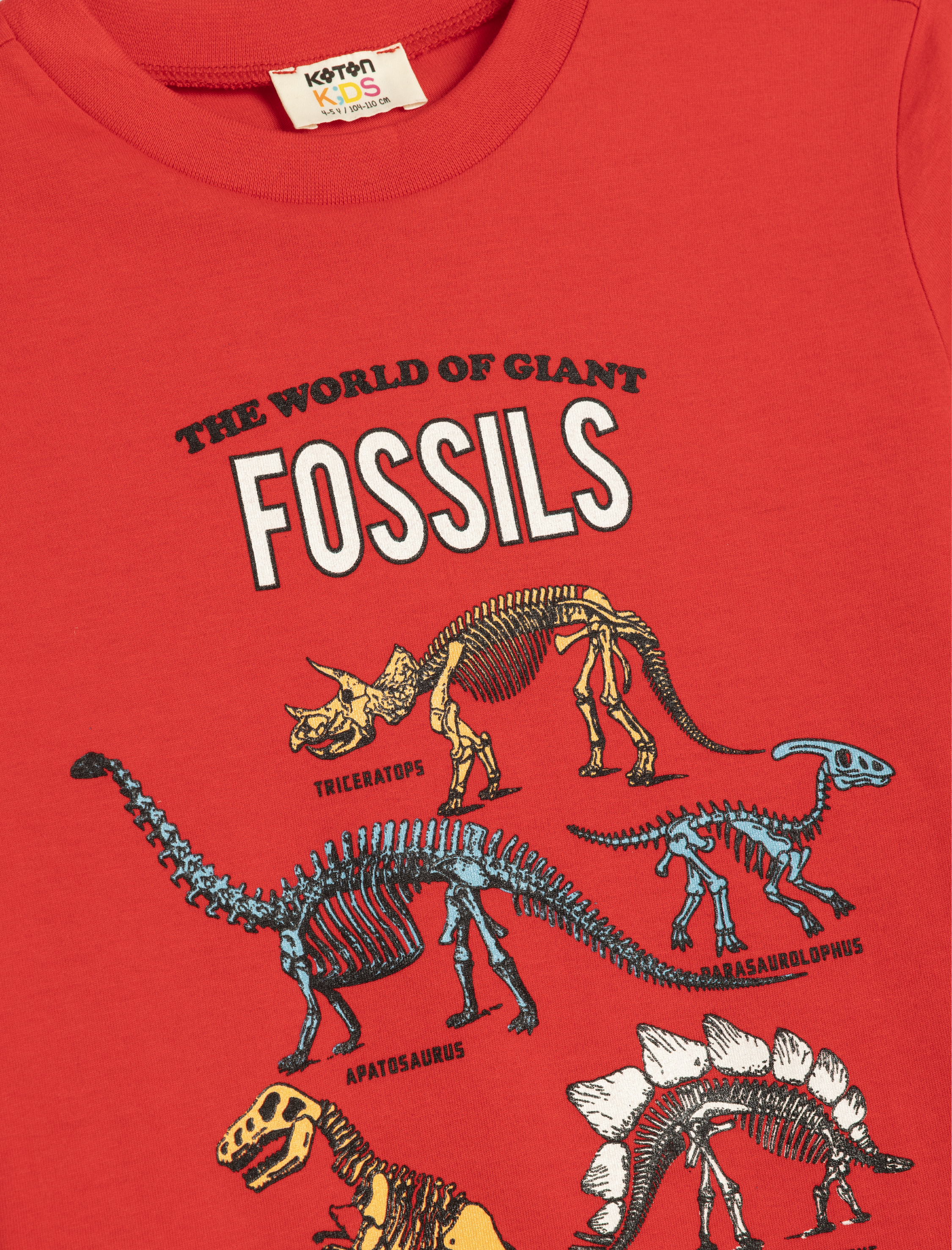 Erkek Çocuk Dinozor Baskılı Pamuklu Uzun Kollu Bisiklet Yaka Tişört