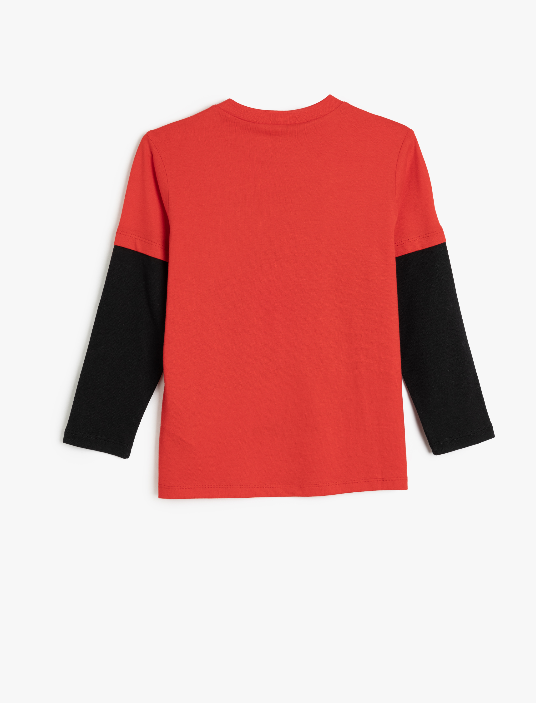 Erkek Çocuk Dinozor Baskılı Pamuklu Uzun Kollu Bisiklet Yaka Tişört