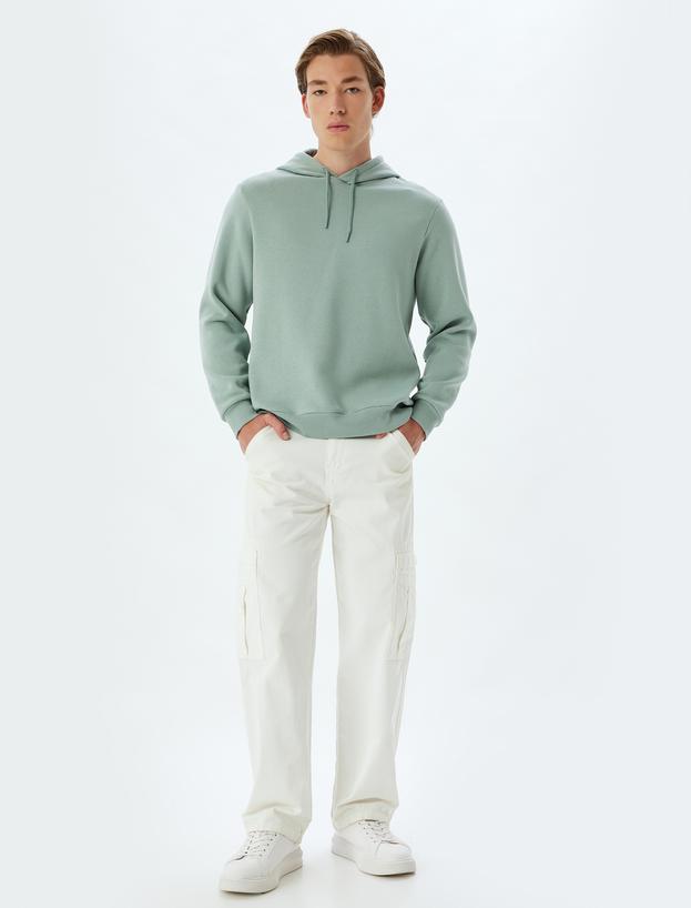 Kapşonlu Sweatshirt Basic Pamuk Karışımlı_1