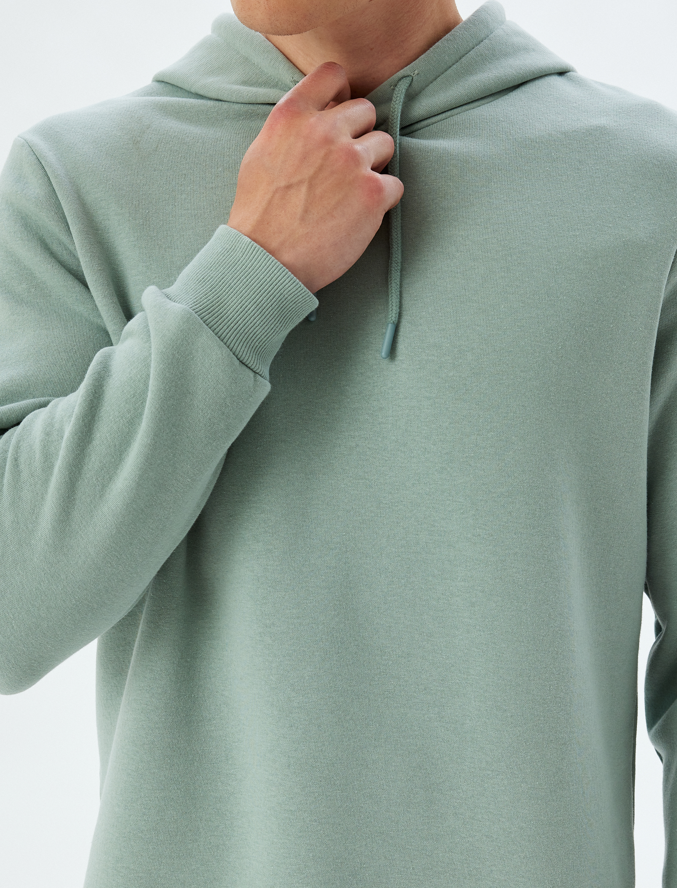   Şardonlu Pamuk Karışımlı Basic Kapşonlu Sweatshirt