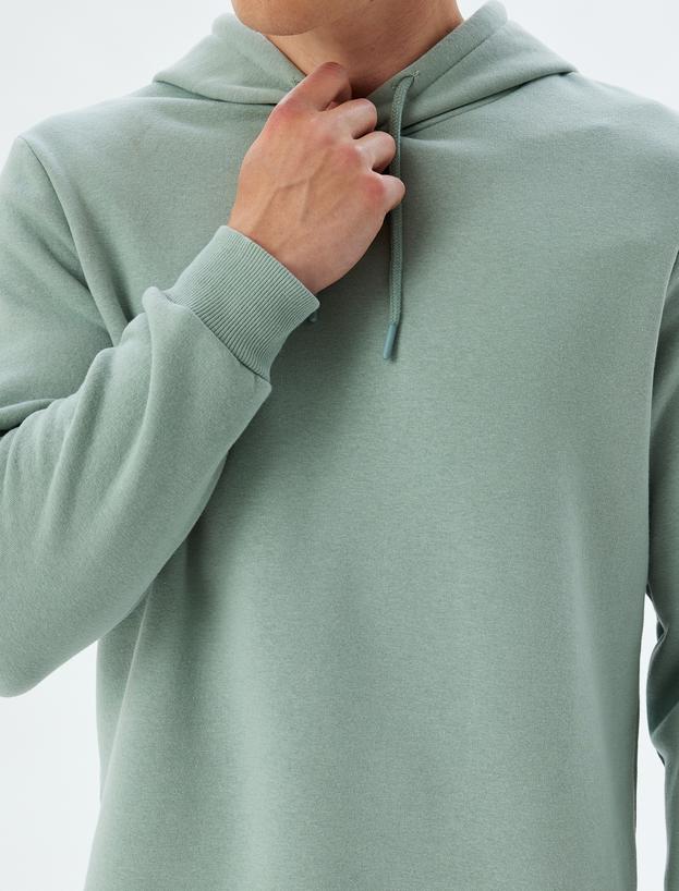 Kapşonlu Sweatshirt Basic Pamuk Karışımlı_4
