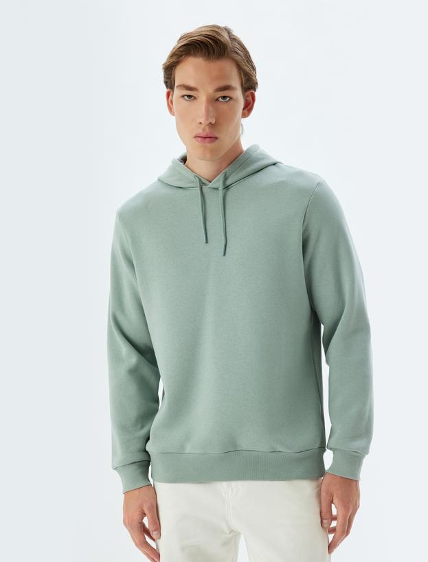 Kapşonlu Sweatshirt Basic Pamuk Karışımlı_2