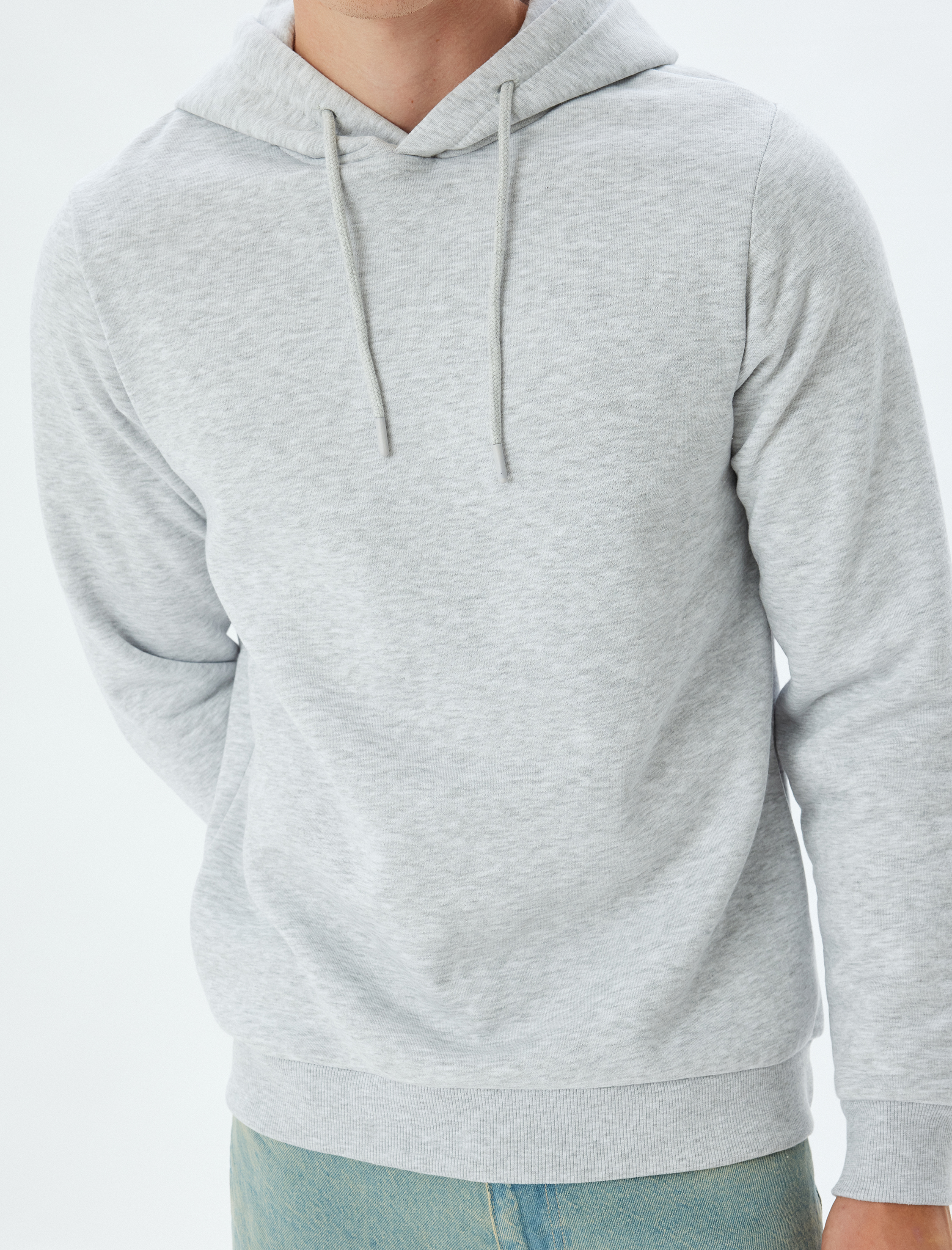   Şardonlu Pamuk Karışımlı Basic Kapşonlu Sweatshirt