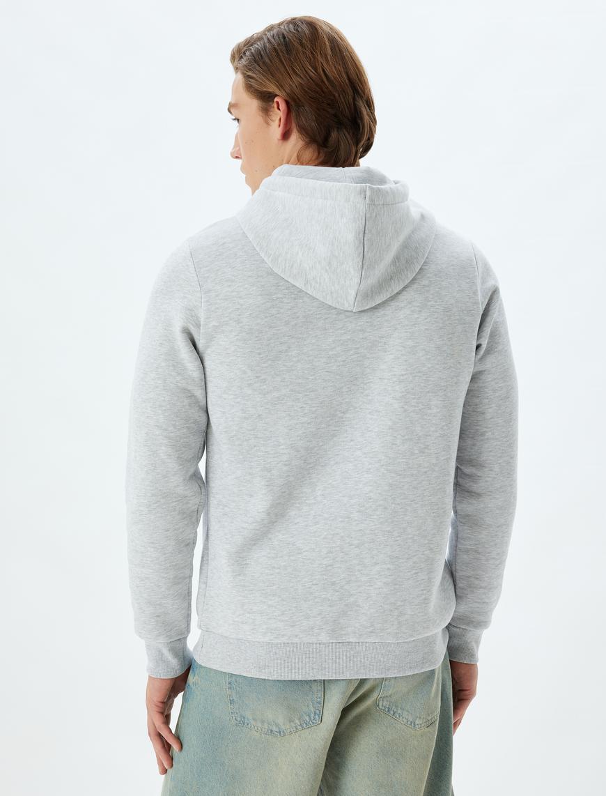   Şardonlu Pamuklu Basic Kapşonlu Sweatshirt