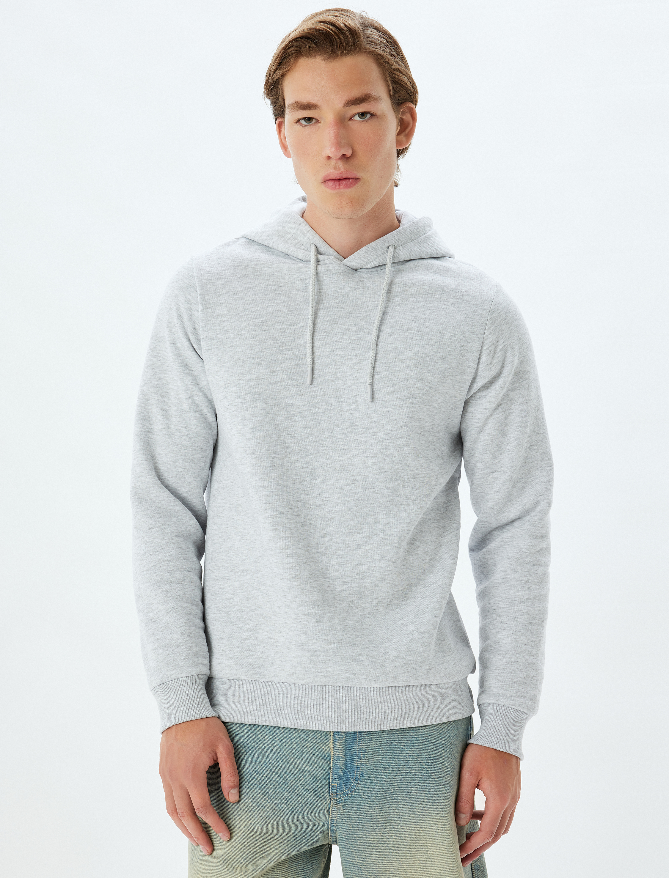   Şardonlu Pamuk Karışımlı Basic Kapşonlu Sweatshirt