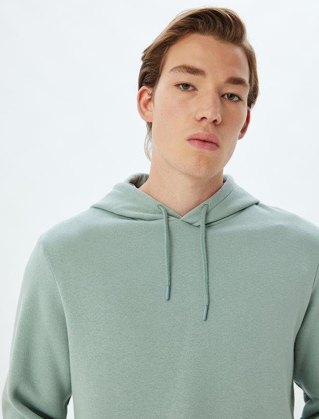 Kapşonlu Sweatshirt Basic Pamuk Karışımlı_0
