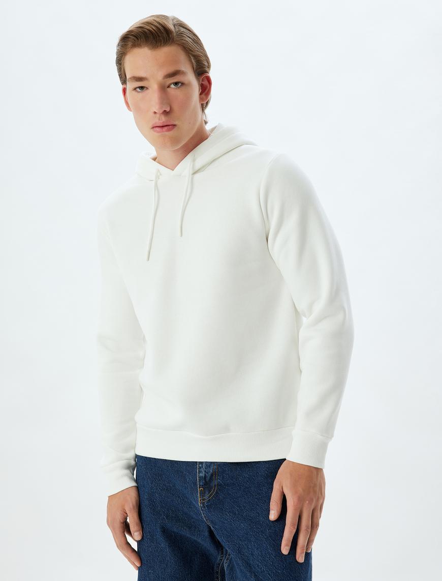   Şardonlu Pamuklu Basic Kapşonlu Sweatshirt