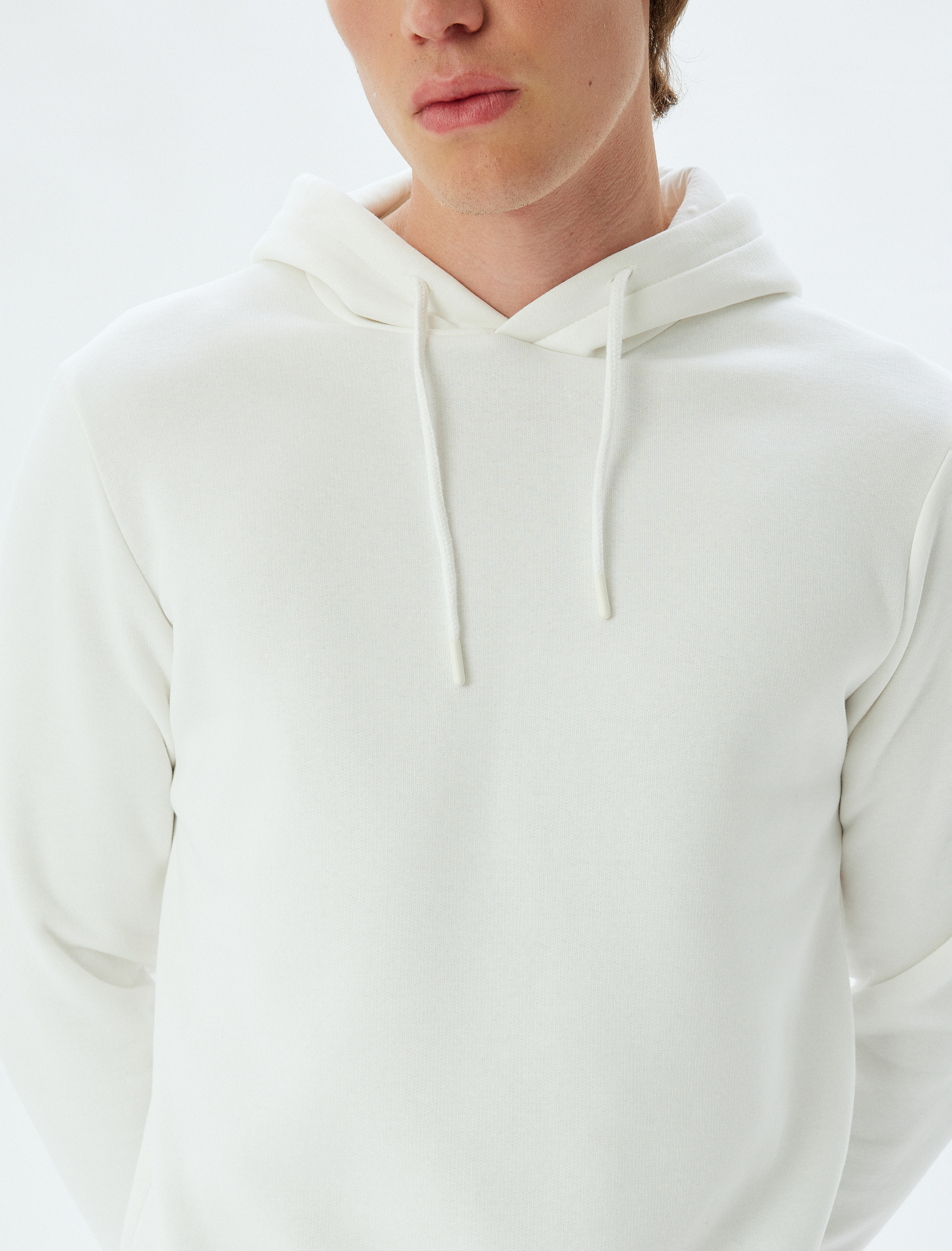   Şardonlu Pamuk Karışımlı Basic Kapşonlu Sweatshirt