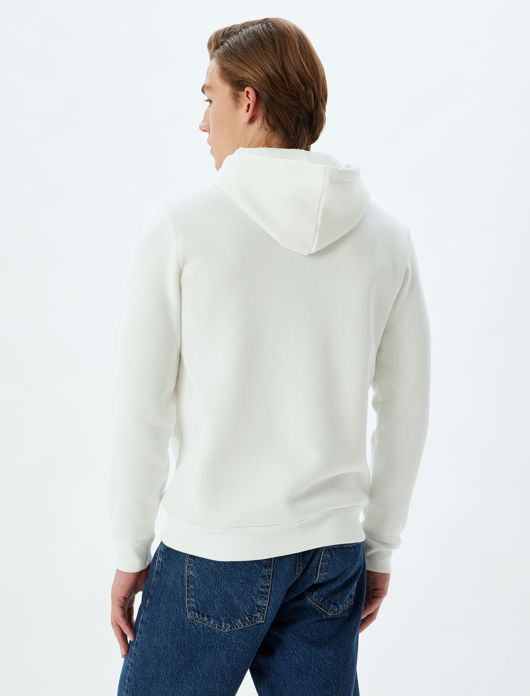   Şardonlu Pamuk Karışımlı Basic Kapşonlu Sweatshirt