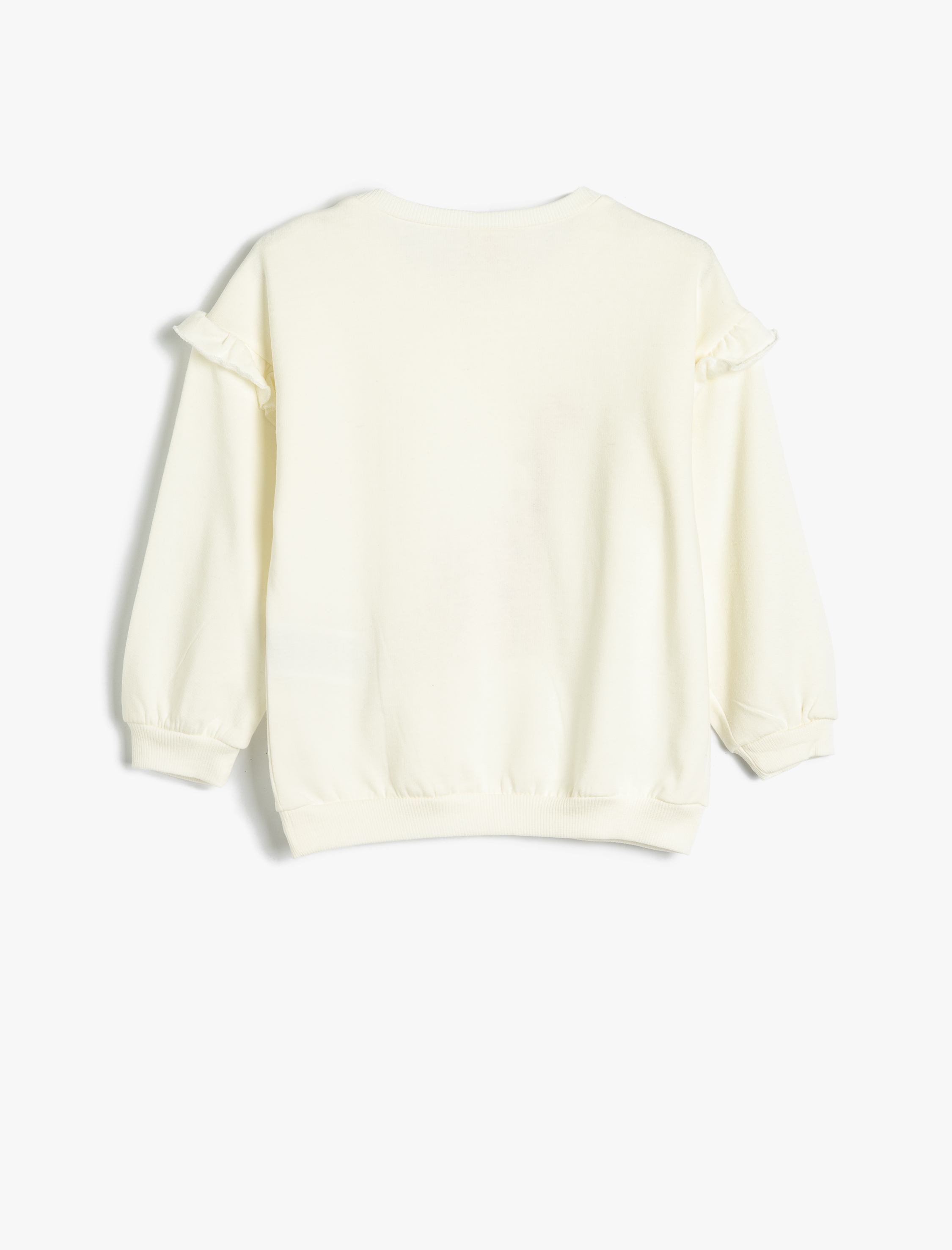 Kız Bebek Dinozorlu Sweatshirt Aplike Detaylı Uzun Kollu Bisiklet Yaka Şardonlu Pamuklu