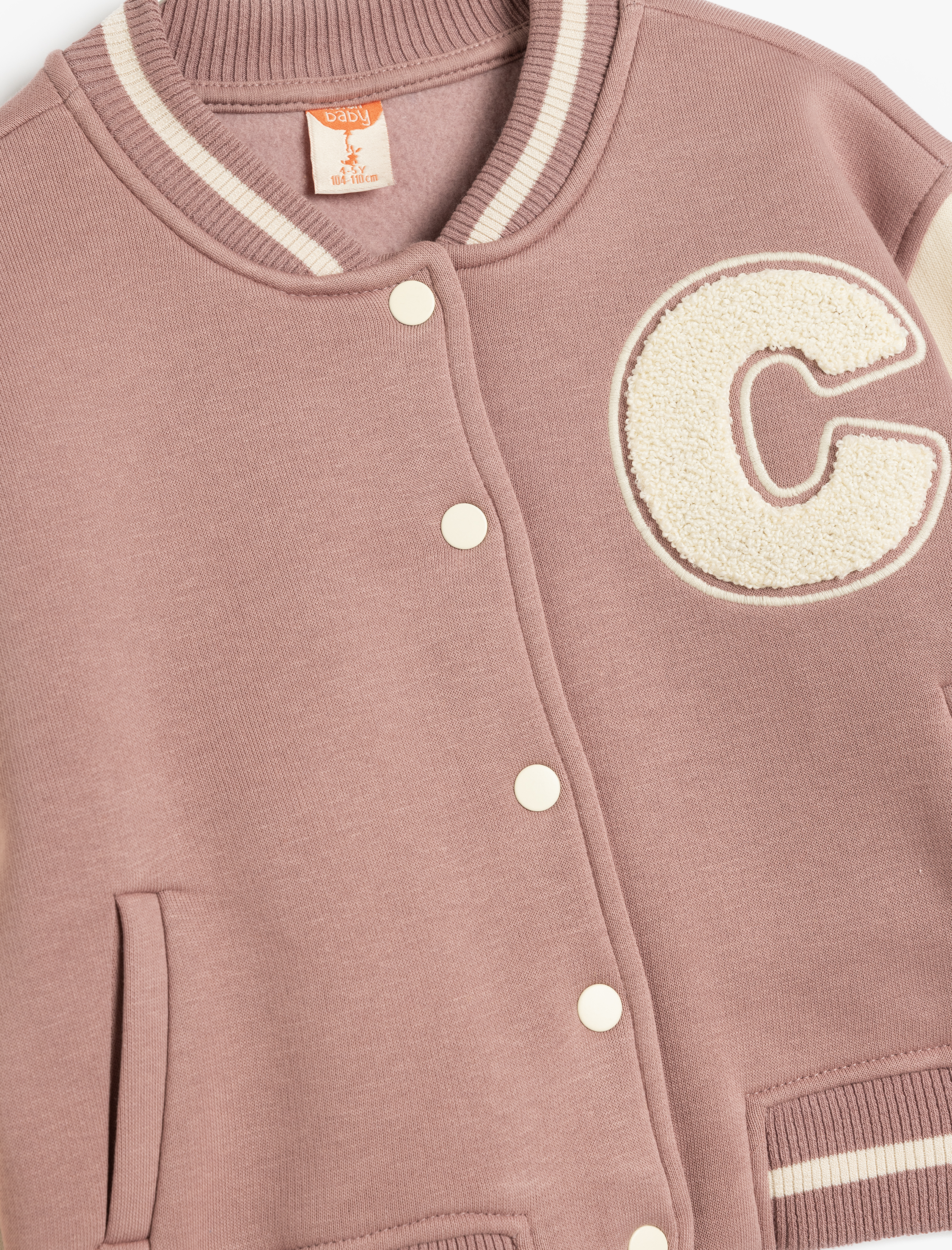 Kız Bebek Kolej Ceket Çıtçıt Kapamalı Cepli Aplike Detaylı Şardonlu