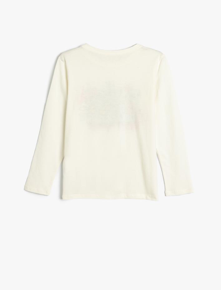 Kız Çocuk Tişört Uzun Kollu Bisiklet Yaka Grafiti Baskılı Pamuklu