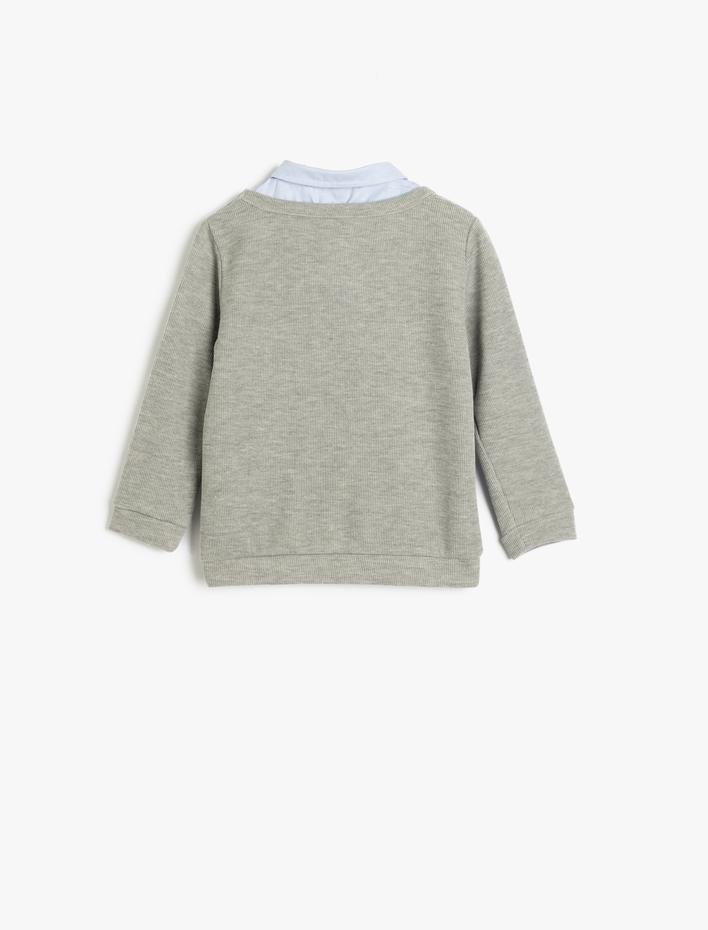 Erkek Bebek Sweatshirt Uzun Kollu Gömlek Yaka Kaşkorse