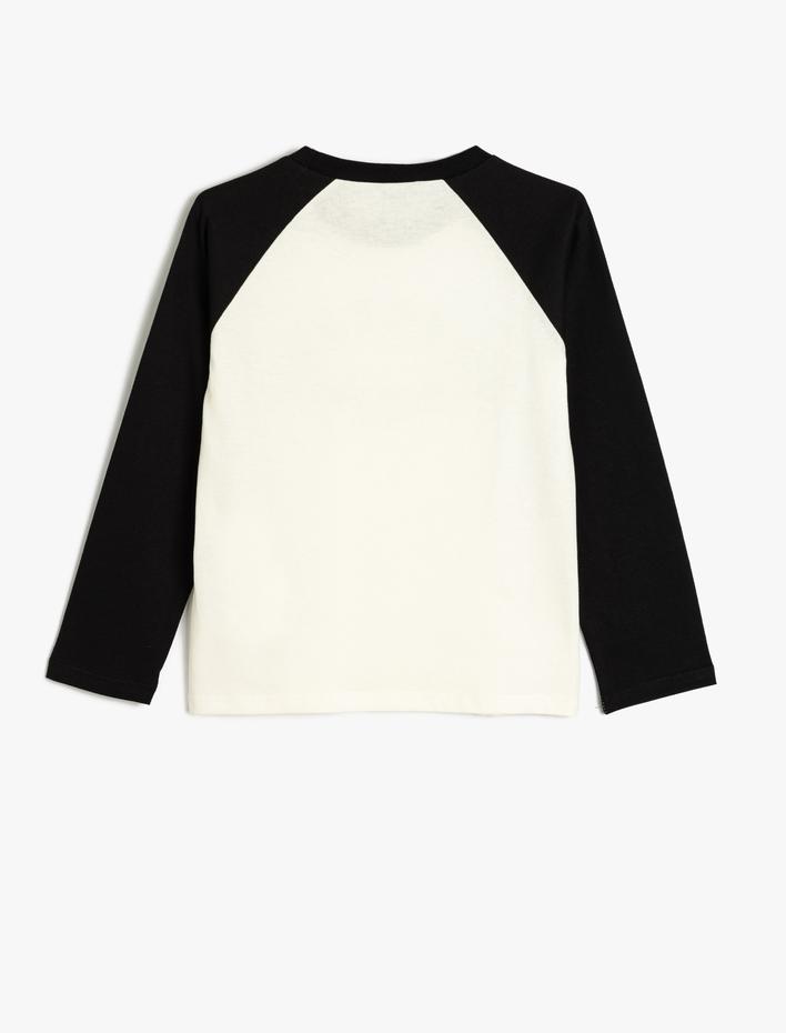 Kız Çocuk Tişört Uzun Kollu Bisiklet Yaka Slogan Baskılı Pamuklu