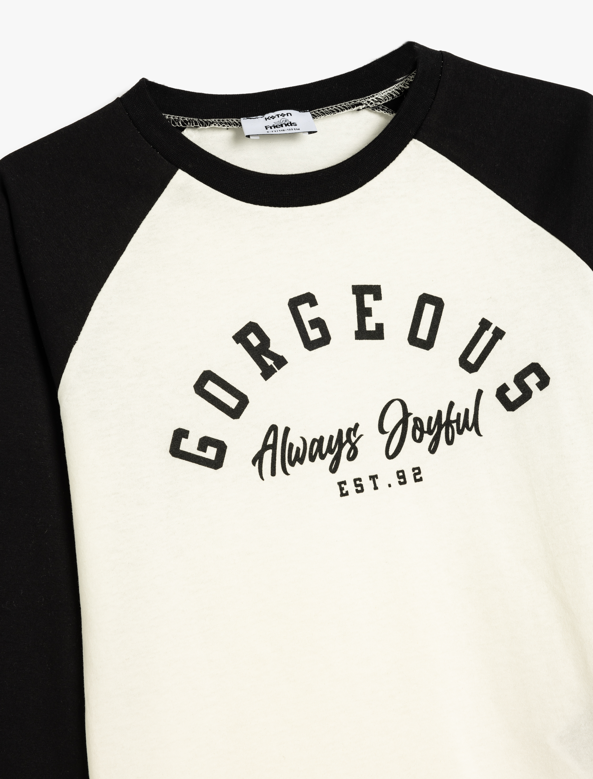 Kız Çocuk Tişört Uzun Kollu Bisiklet Yaka Slogan Baskılı Pamuklu