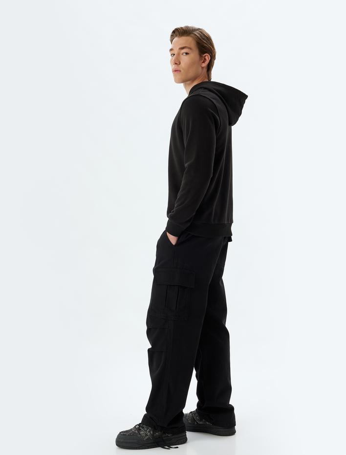  Basic Kapşonlu Pamuklu Uzun Kollu Hoodie