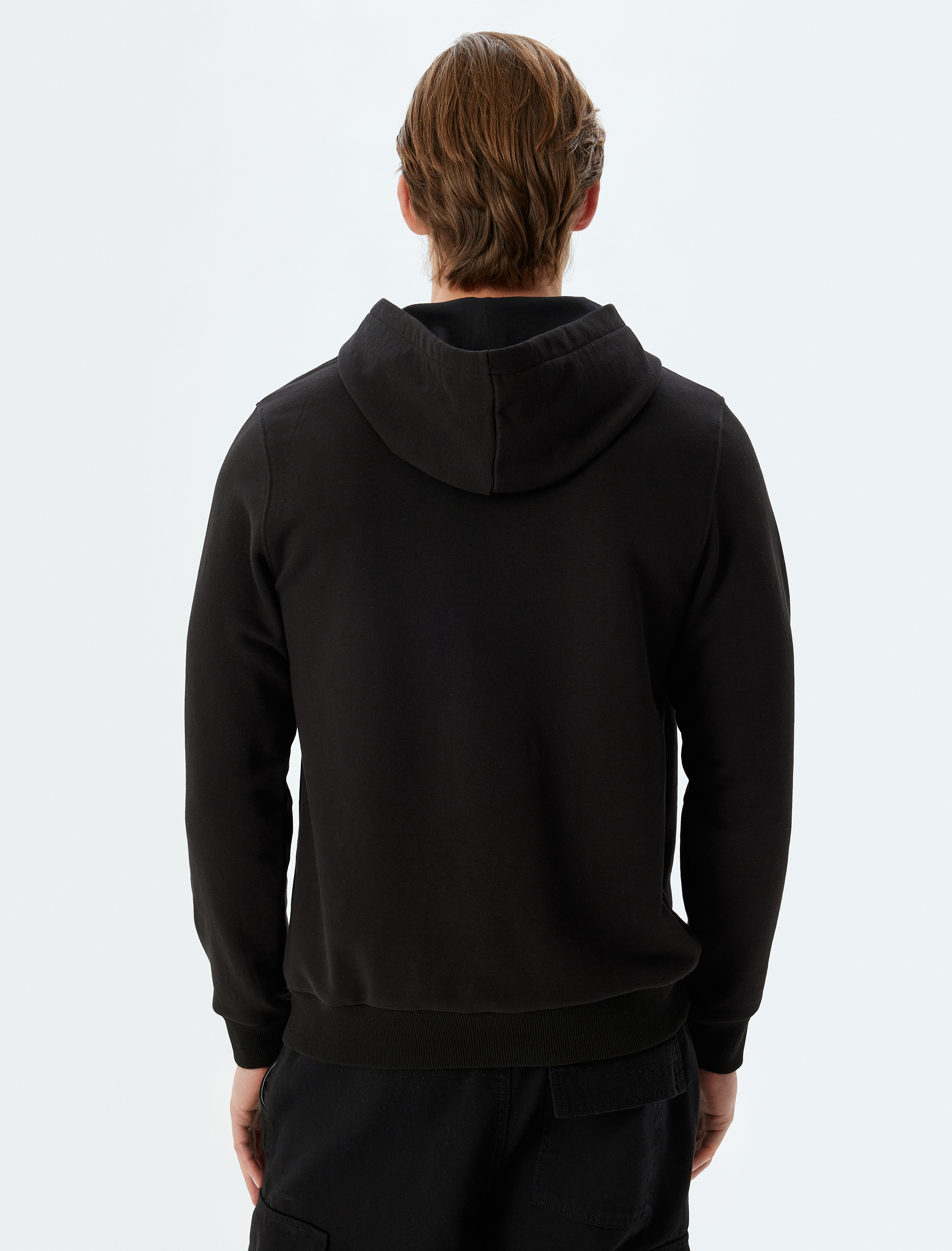 Basic Kapşonlu Pamuklu Uzun Kollu Hoodie