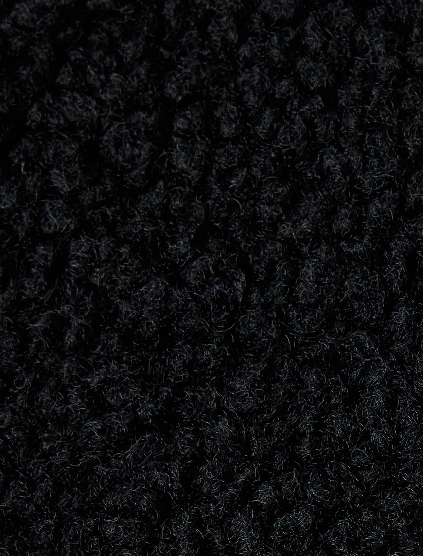   Uzun Şişme Mont Peluş Su İtici Fermuarlı Cepli