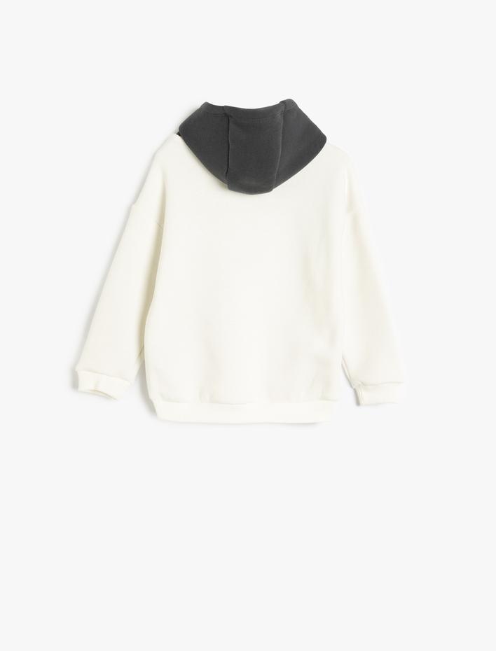 Erkek Bebek Kapşonlu Sweatshirt Şehir Baskılı Uzun Kollu Şardonlu Pamuklu