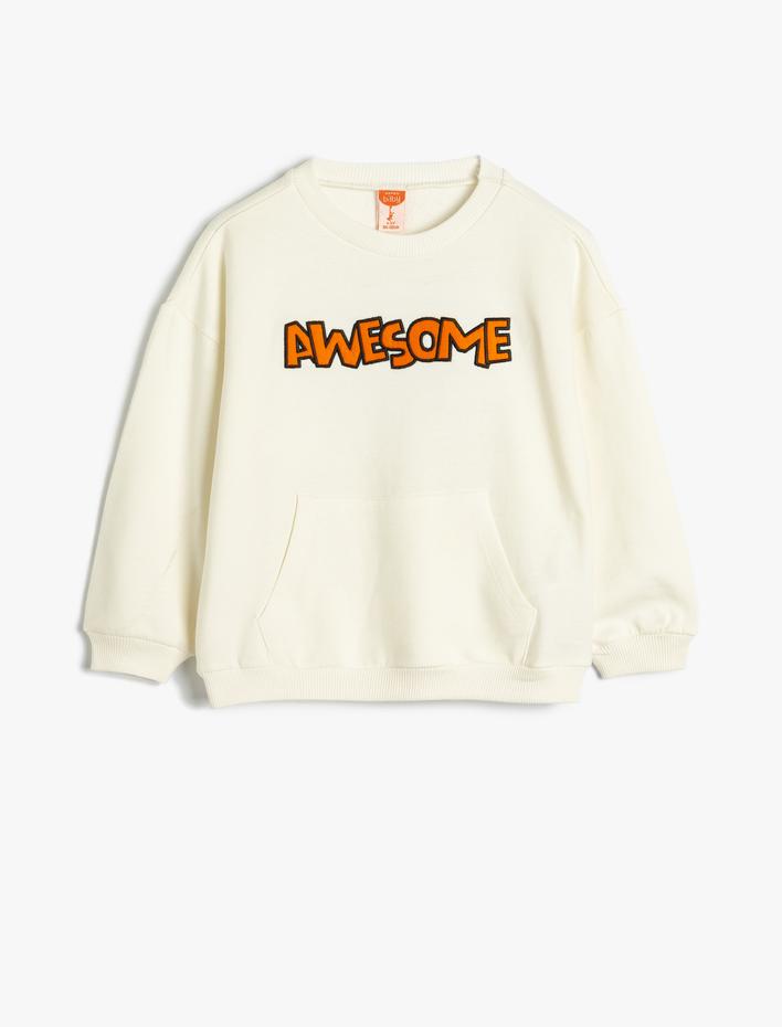 Erkek Bebek Kapşonlu Sweatshirt Uzun Kollu Kanguru Cepli Pamuklu Şardonlu