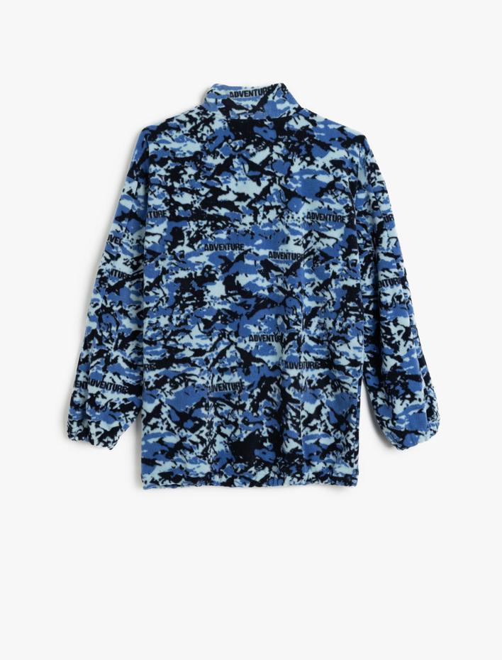 Erkek Çocuk Dik Yaka Yarım Fermuarlı Oversize Polar Sweatshirt