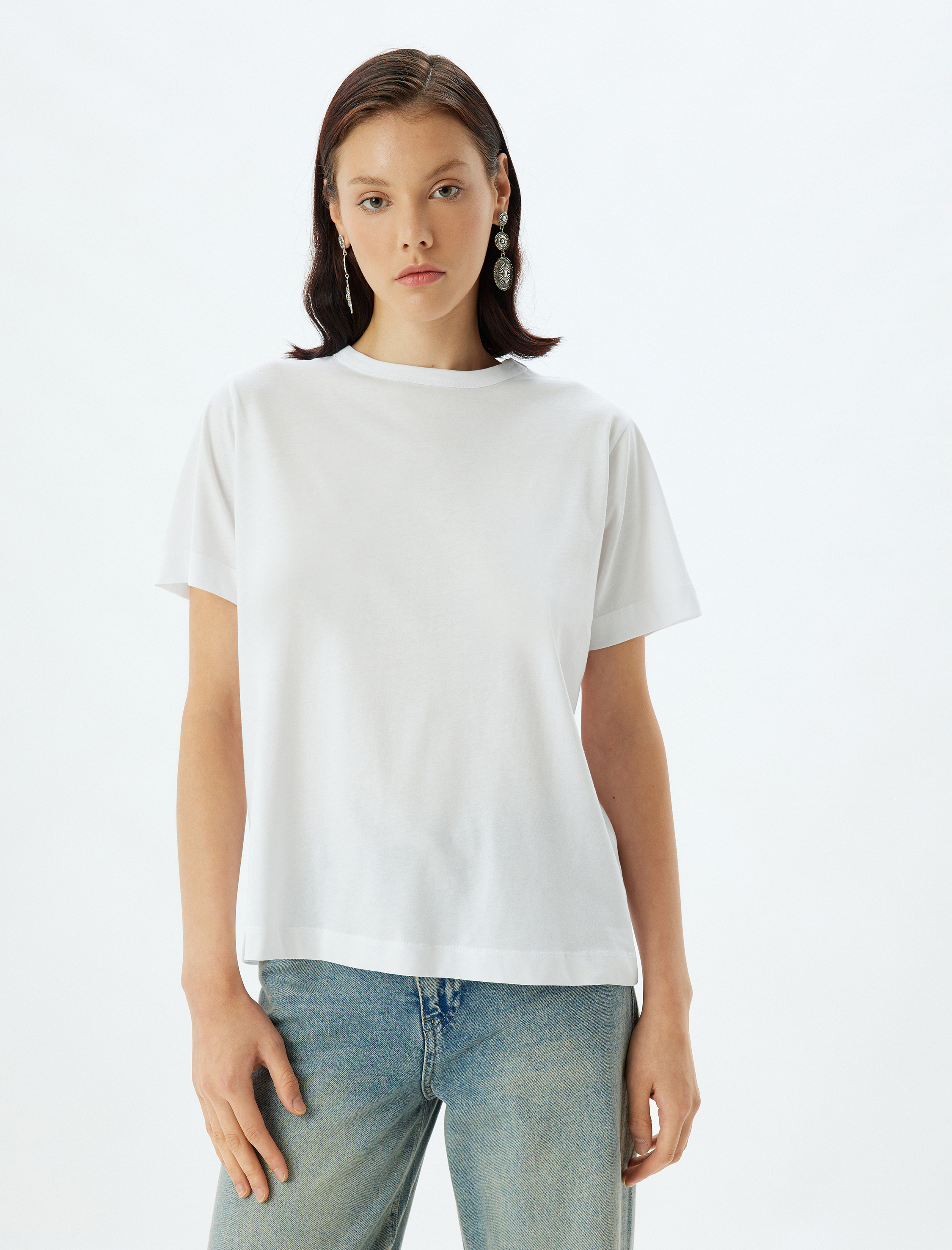   Bisiklet Yaka Kısa Kollu Pamuklu Basic Tişört