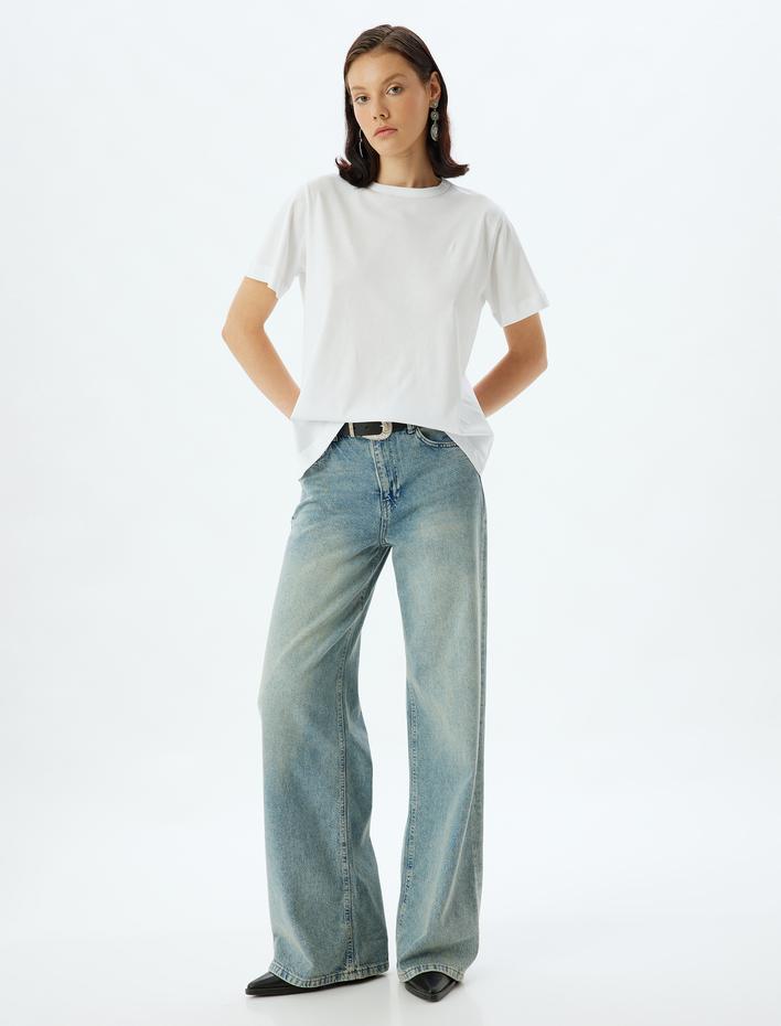  Bisiklet Yaka Kısa Kollu Pamuklu Basic Tişört