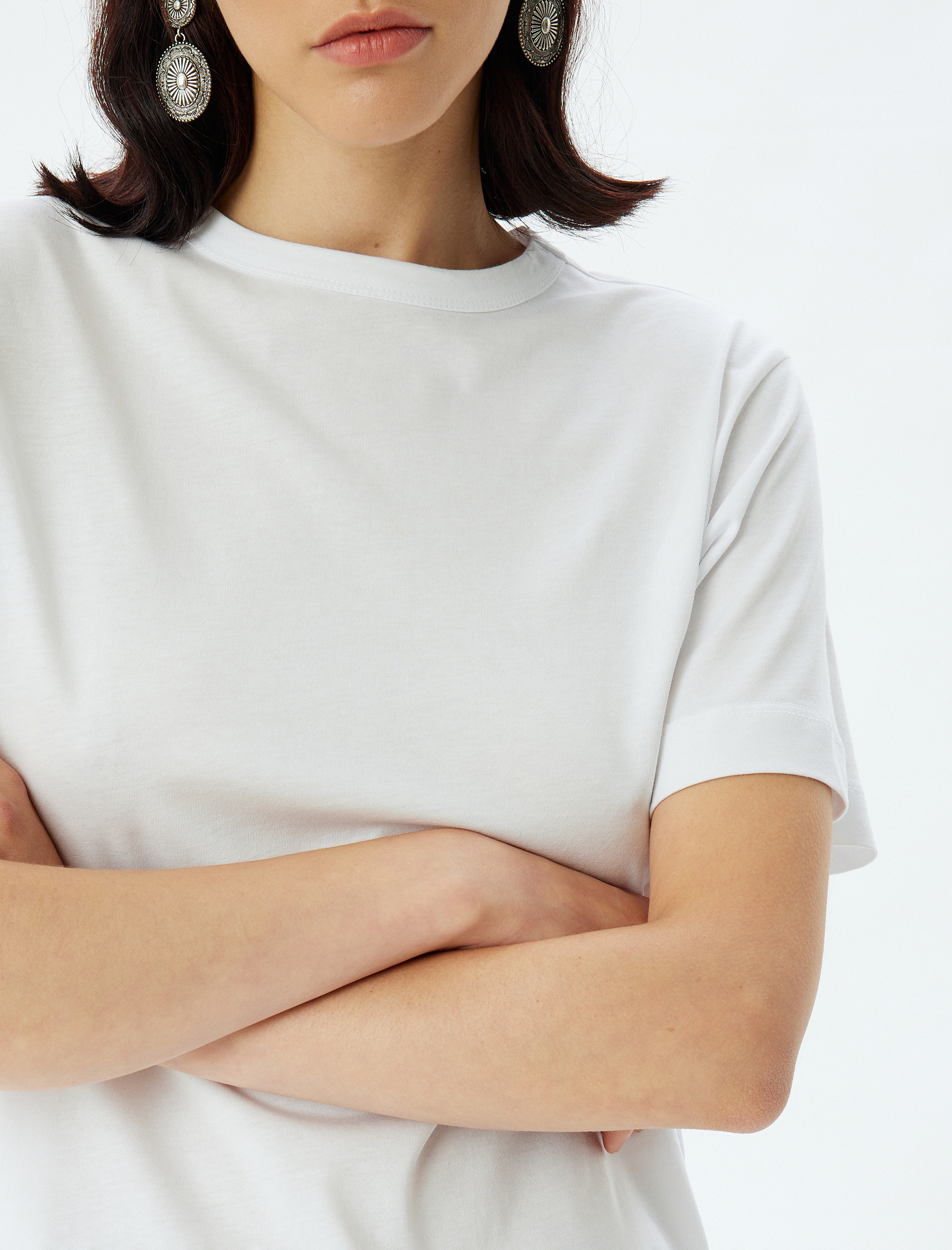   Bisiklet Yaka Kısa Kollu Pamuklu Basic Tişört