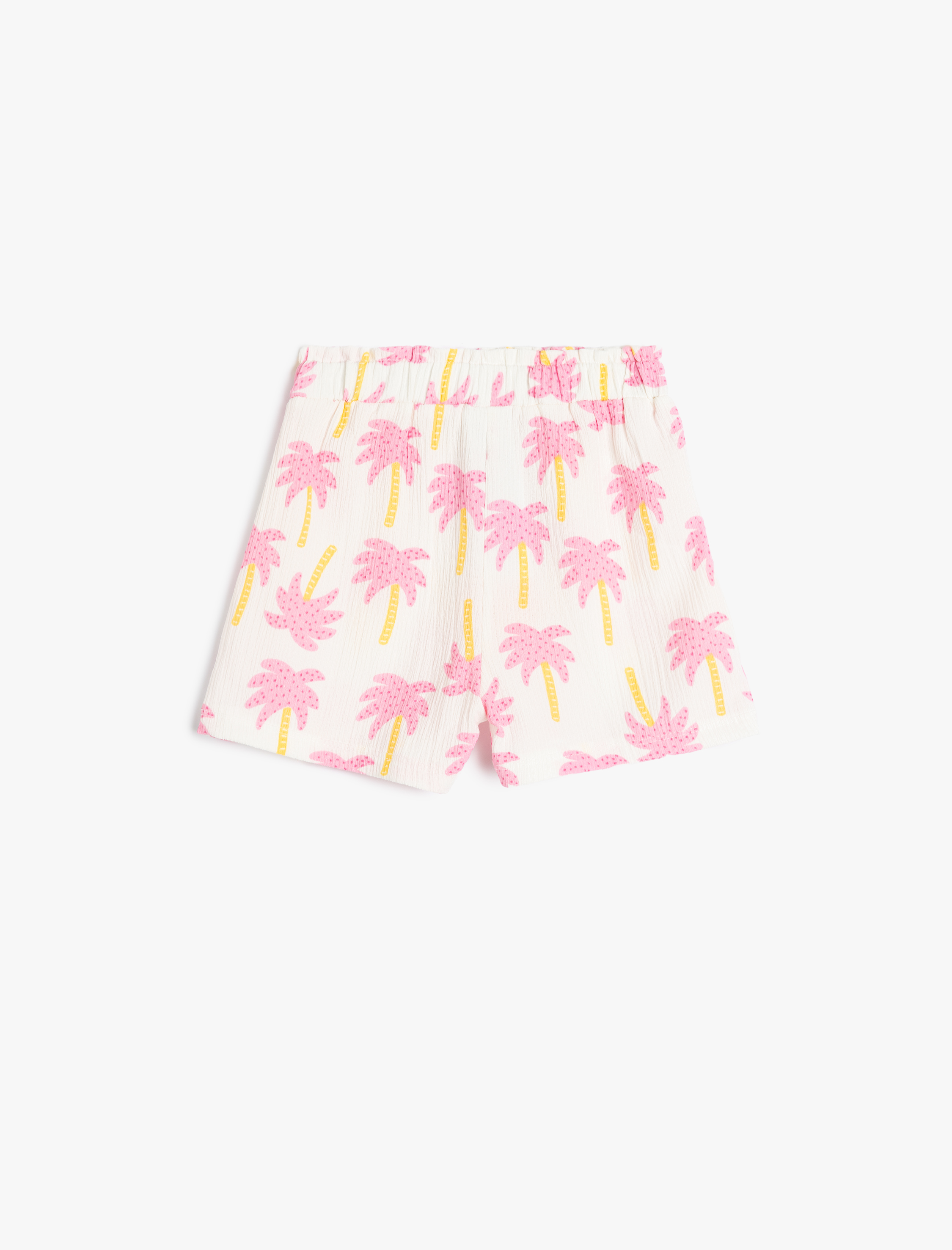  Kız Bebek Şort Beli Lastikli Dokulu Palmiye Baskı Detaylı