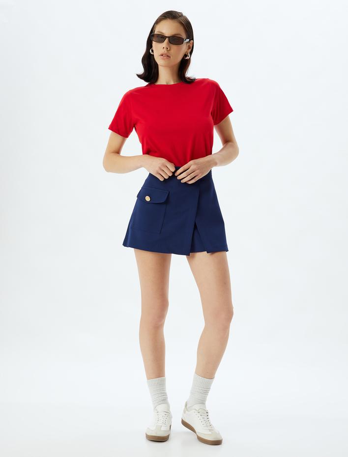  Basic Tişört Bisiklet Yaka Kısa Kollu Pamuklu