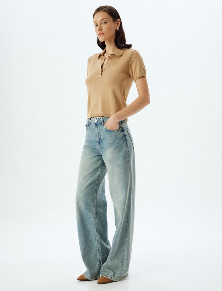  Polo Yaka Kazak Triko Kısa Kollu