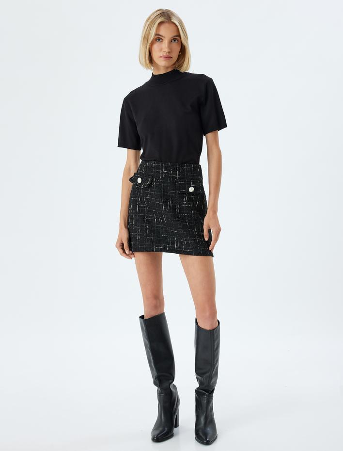  Basic Kısa Kollu Kazak Hafif Dik Yaka