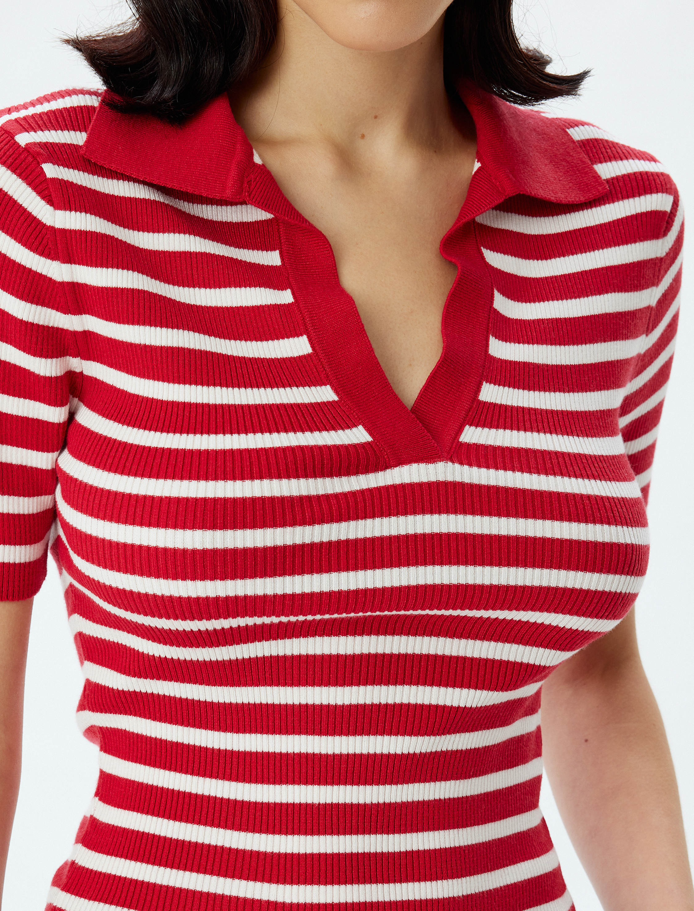   Polo Triko Kazak Fitilli Kısa Kollu