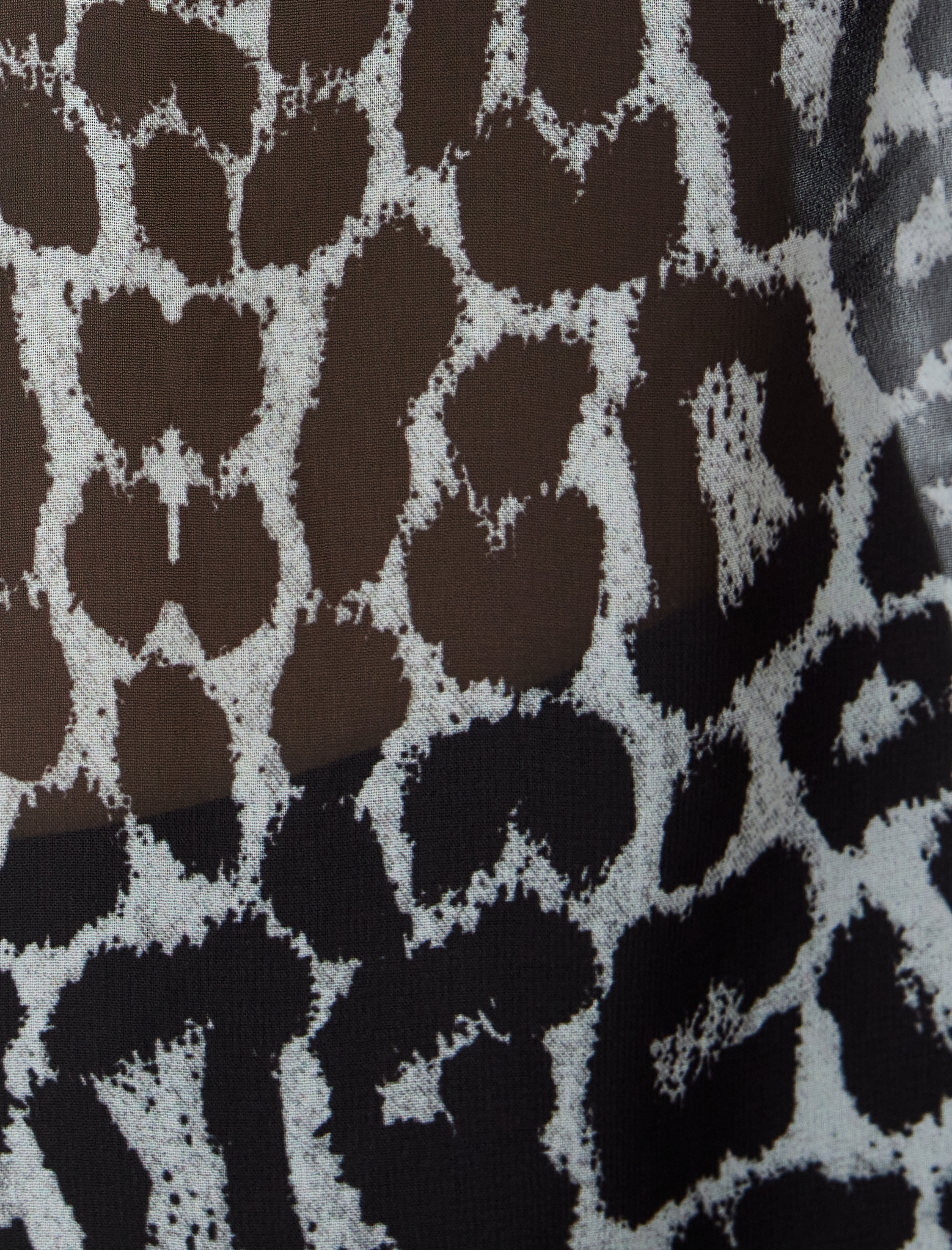 Leopar Şifon Gömlek Uzun Kollu Cep Detaylı Regular Fit